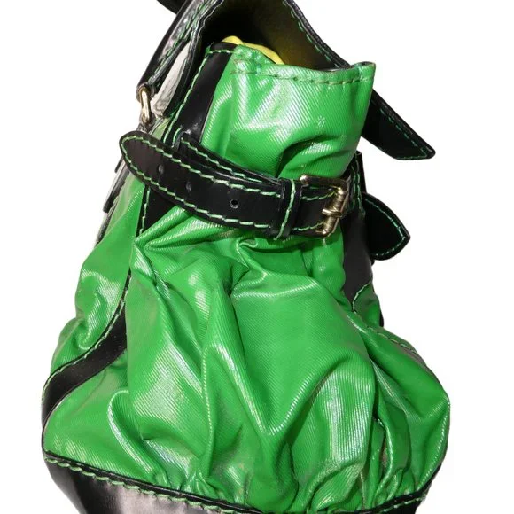 AUTHENTIC Gucci Green and Black Leather Satchel Handbag - Picture 6 of 10